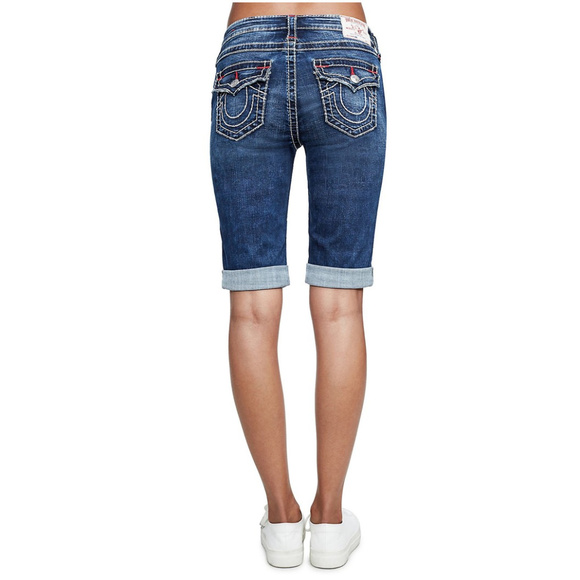 True Religion Women's Big T Bermuda Jean Shorts - Picture 2 of 3